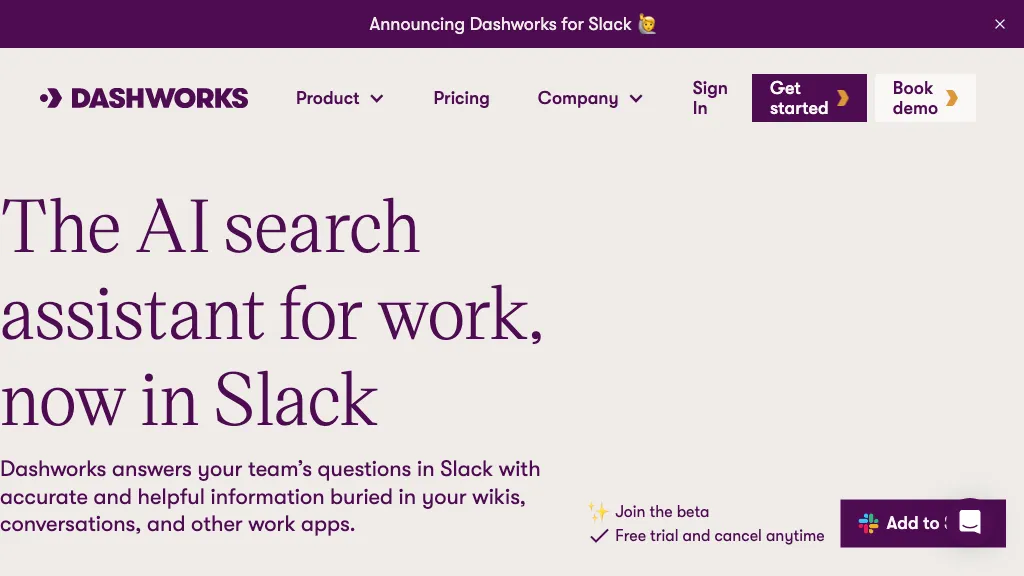 Dashworks for Slack reviews, Dashworks for Slack pricing and alternatives
